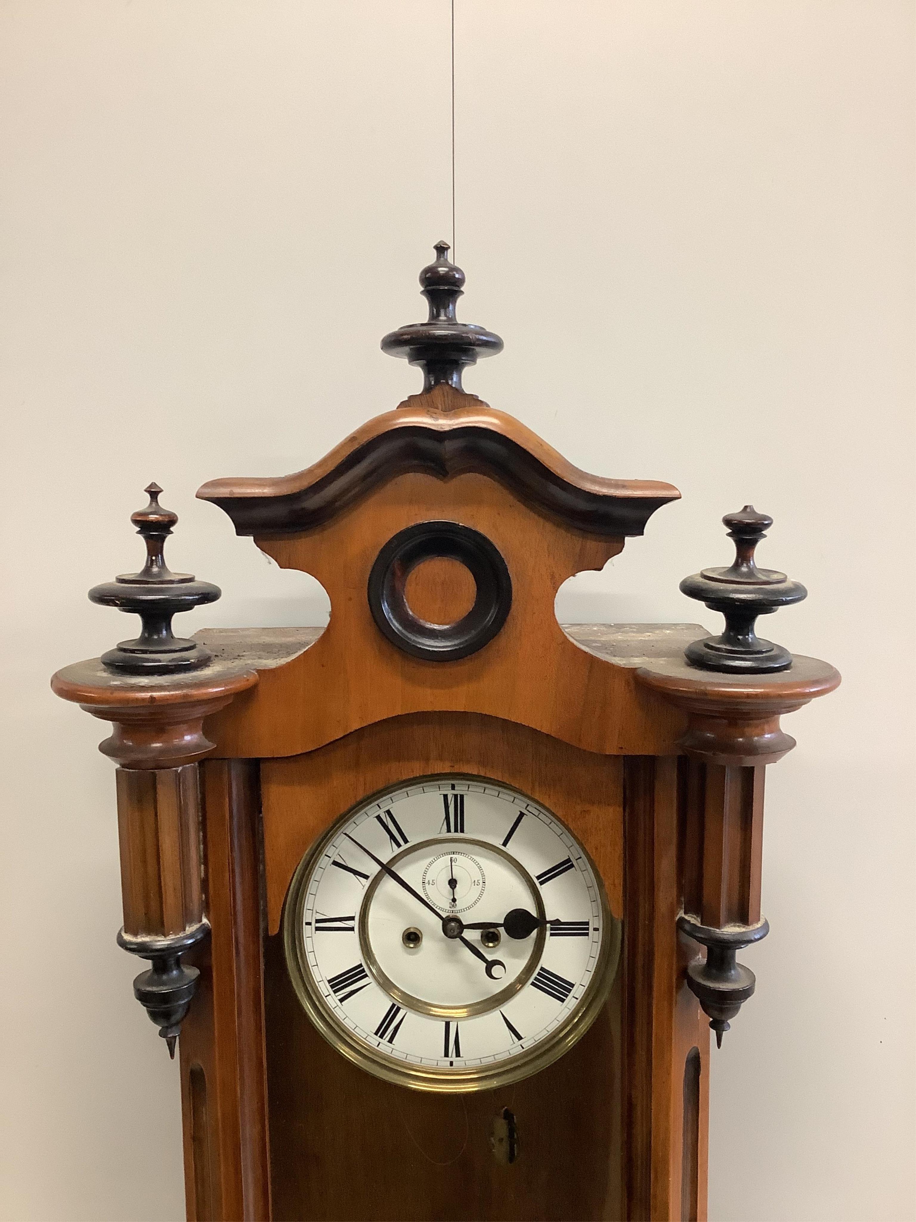 A Vienna regulator wall clock, height 116cm. Condition - fair